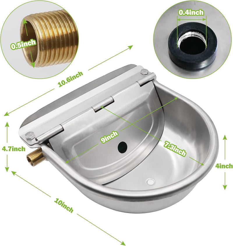 Svauoumu Tränke mit Messing Ventil Schwimmerventil,Automatischer pferdetränke Edelstahl für Rinder P