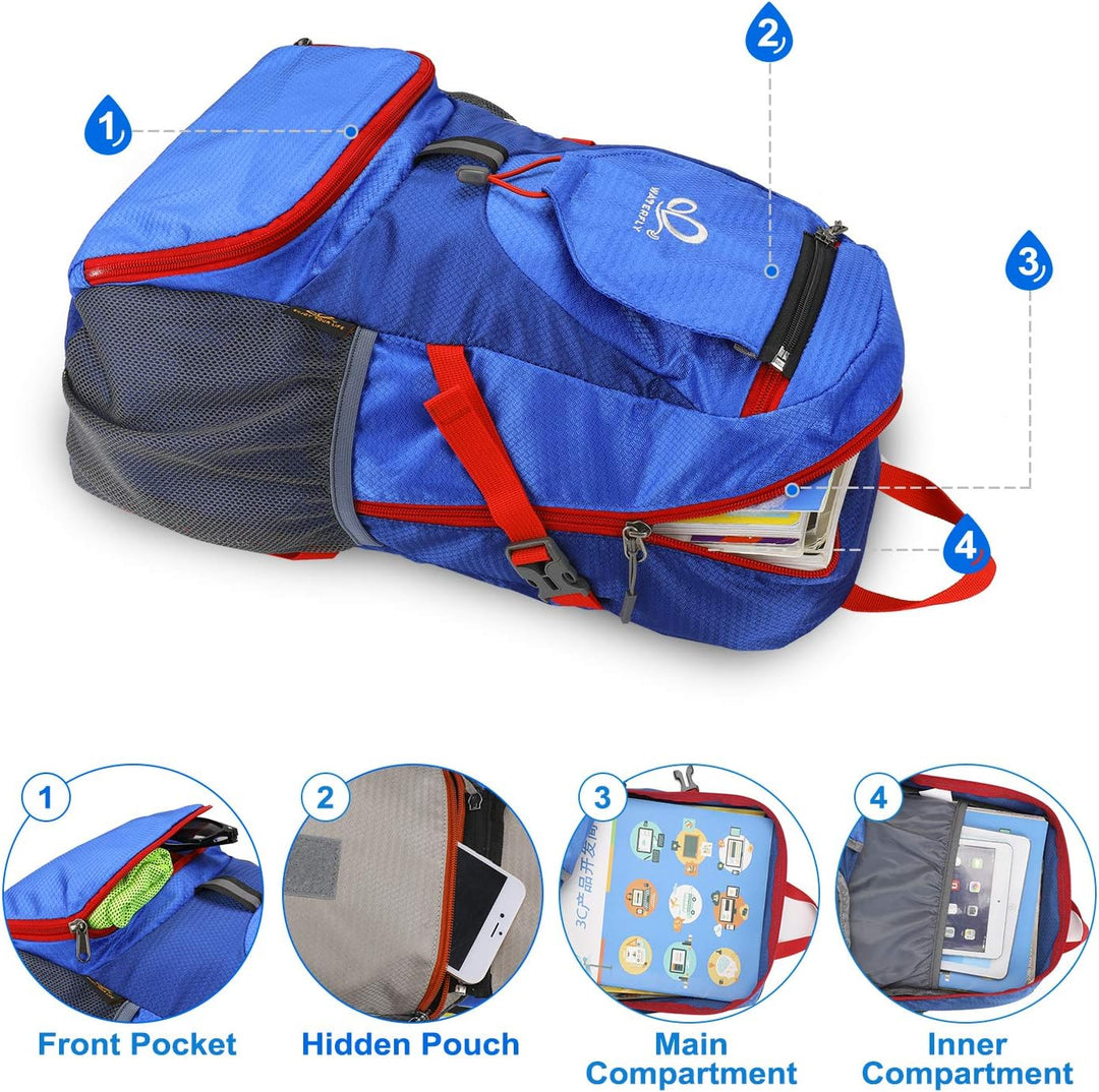 WATERFLY Ultraleicht Faltbar Klein Rucksack: 20L Leicht Packable Wanderrucksack Tagesrucksack Trekki
