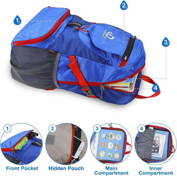 WATERFLY Ultraleicht Faltbar Klein Rucksack: 20L Leicht Packable Wanderrucksack Tagesrucksack Trekki