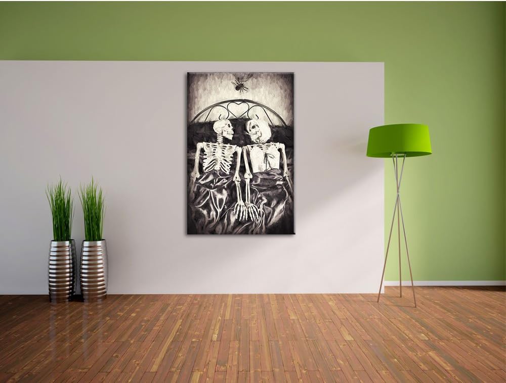 Horror Paar Pinsel Effekt, Format: 100x70 auf Leinwand, XXL riesige Bilder fertig gerahmt mit Keilra
