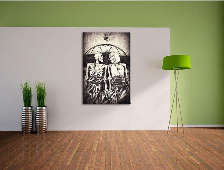 Horror Paar Pinsel Effekt, Format: 100x70 auf Leinwand, XXL riesige Bilder fertig gerahmt mit Keilra