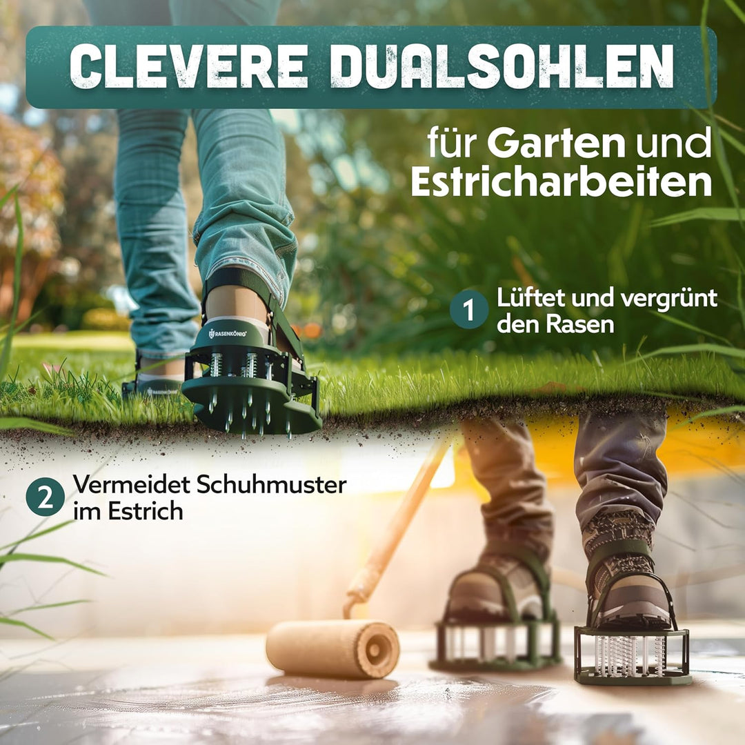 RASENKÖNIG Nagelschuhe Pro | Rasenlüfter Schuhe + Estrichschuhe | Rasenbelüfter Vertikutierer und Ae