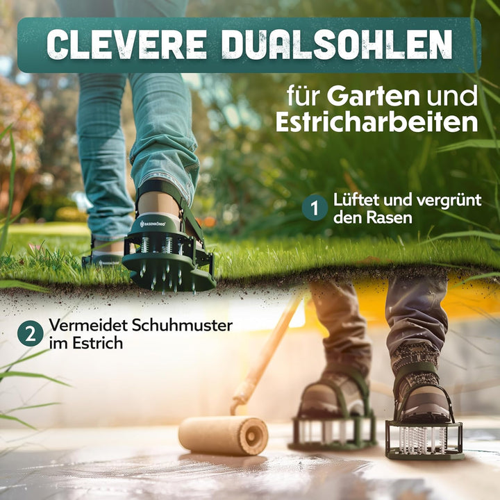 RASENKÖNIG Nagelschuhe Pro | Rasenlüfter Schuhe + Estrichschuhe | Rasenbelüfter Vertikutierer und Ae