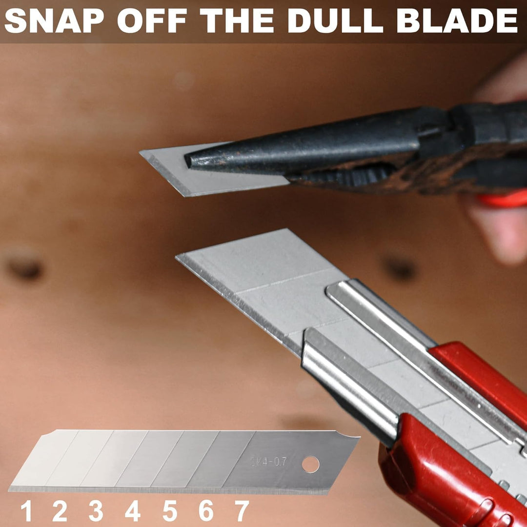 HAUTMEC Cuttermesser 25 mm Profi 4 Stück,Universalmesser mit Auto-Lock & 2 Ersatzklingen, Teppichmes