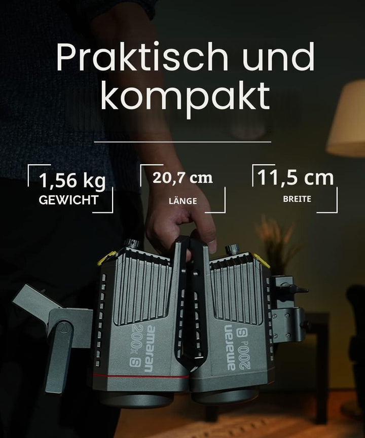 Aputure Amaran 200d S - Kompakte COB-Videoleuchte, Leichte LED Punktlichtquelle, 200W 5600K Schlüsse