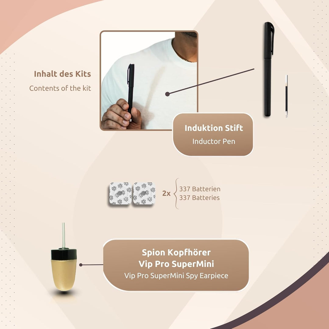 PingaOculto Spion Kopfhörer Bluetooth Prüfung Mini VIP Pro Unsichtbare Kopfhörer für Handy mit Mikro