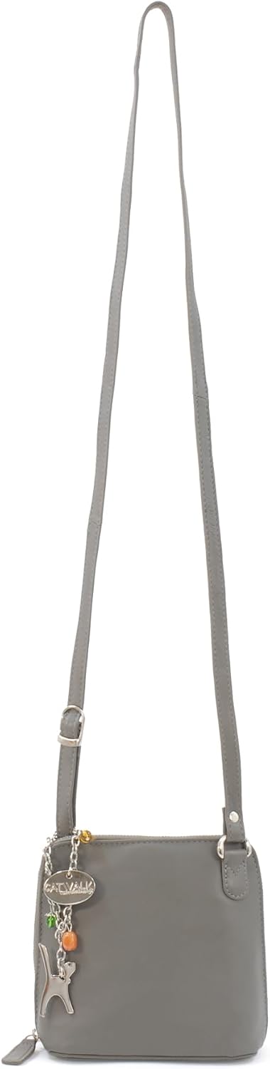 Catwalk Collection Handbags - Damen Leder Umhängetasche - Crossbody Bag/Handtasche Klein - Verstellb