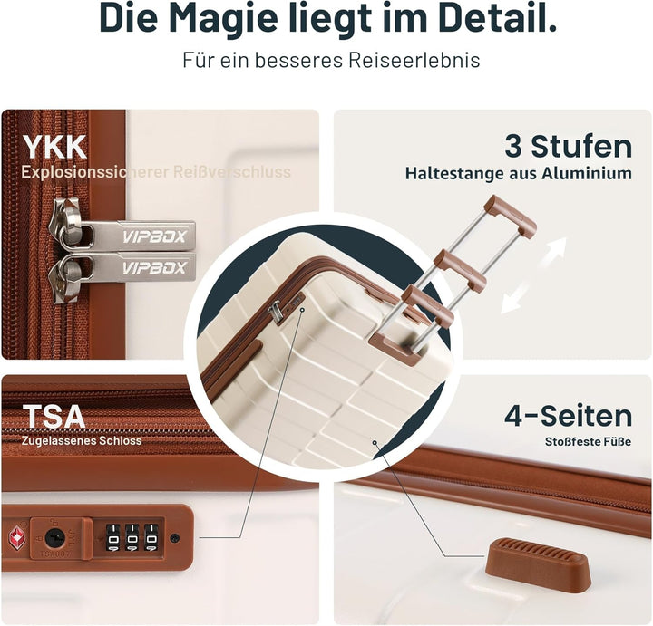 Kofferset Hartschale (3 Jahre VIP-Service) Leicht 100% PC Ultra-Langlebige Erweiterbar Trolley Handg