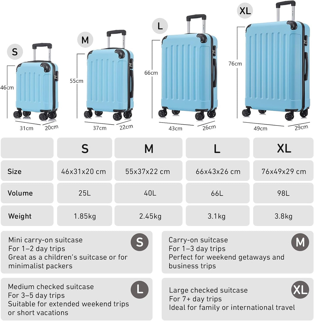Koffer Suitcase Set, Trolley Reisekoffer, Rollkoffer Handgepäck, Kofferset, Gepäckset mit 4 Rollen 3