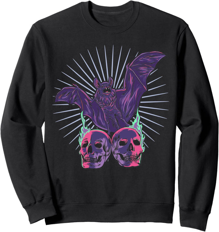 Gothic Fledermaus Schädel Pastell Nachtaktives Tier Skelett Halloween Sweatshirt