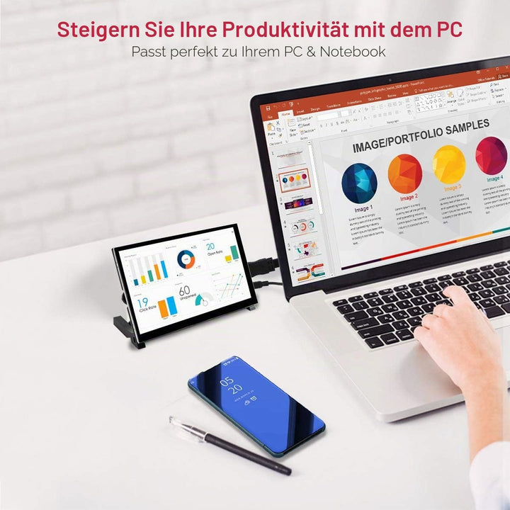 ELECROW Raspberry Pi Display, 7-Zoll 1024×600 Touchscreen Monitor Mini Bildschirm mit Propellerständ