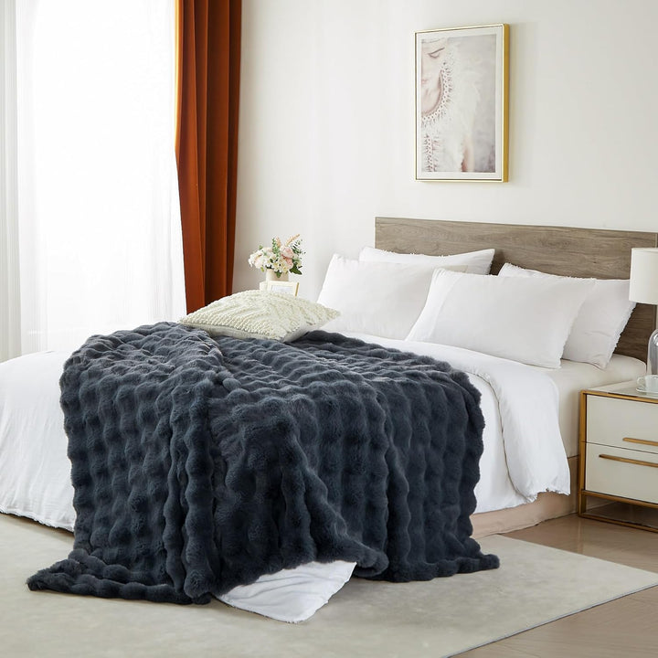 Plüsch Kuscheldecke Flauschig Winter Warm Grau Plüsch Langhaar Kuscheldecke 150x200 Super Weich Gesc