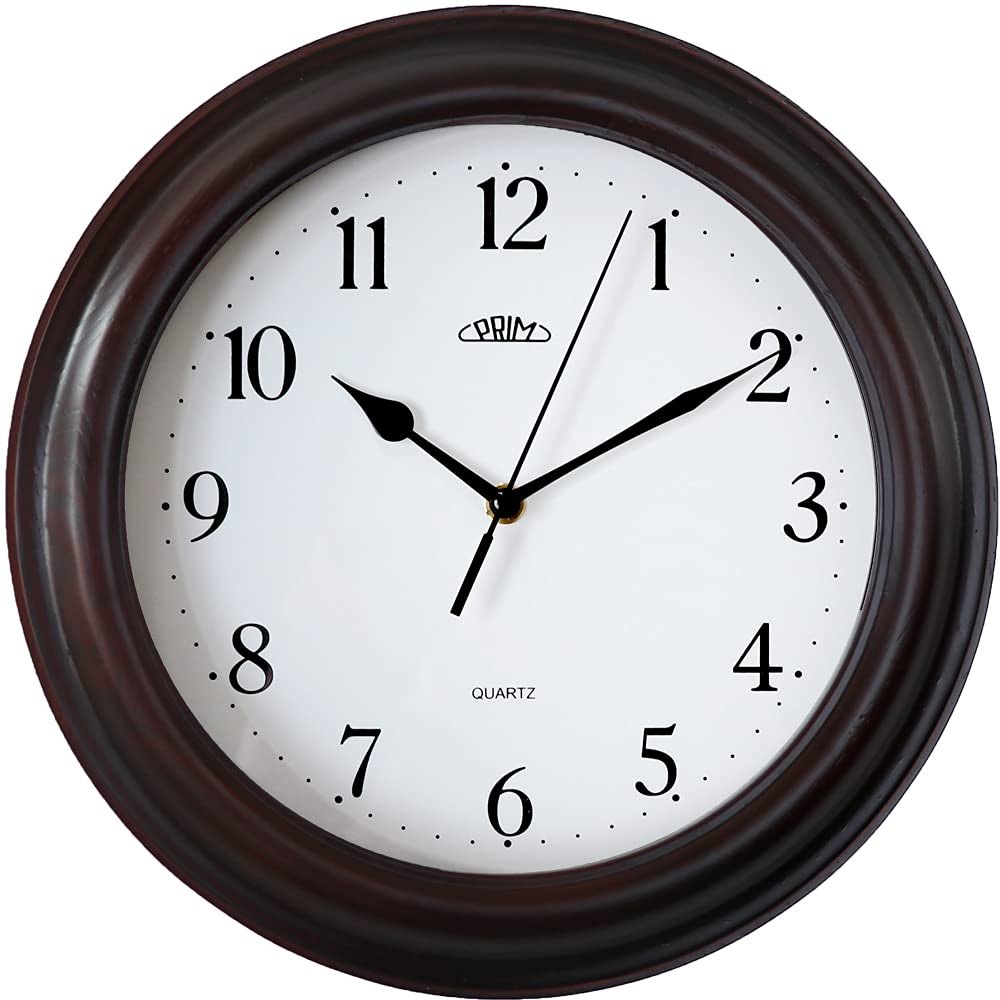 PRIM Dark Wood Wall Clock - 29CM Analoge Wanduhr aus Holz gemacht traditionelle Holzuhr mit arabisch