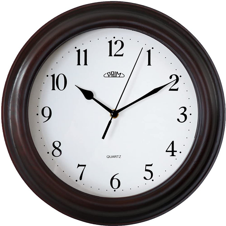 PRIM Dark Wood Wall Clock - 29CM Analoge Wanduhr aus Holz gemacht traditionelle Holzuhr mit arabisch