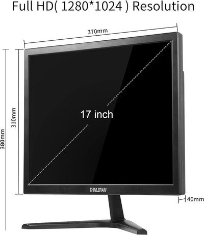 Thinlerain 17 Zoll PC Monitor 1280 x 1024 LED Screen 4:3 (60Hz, 5ms Response Time, Built-in Speaker)