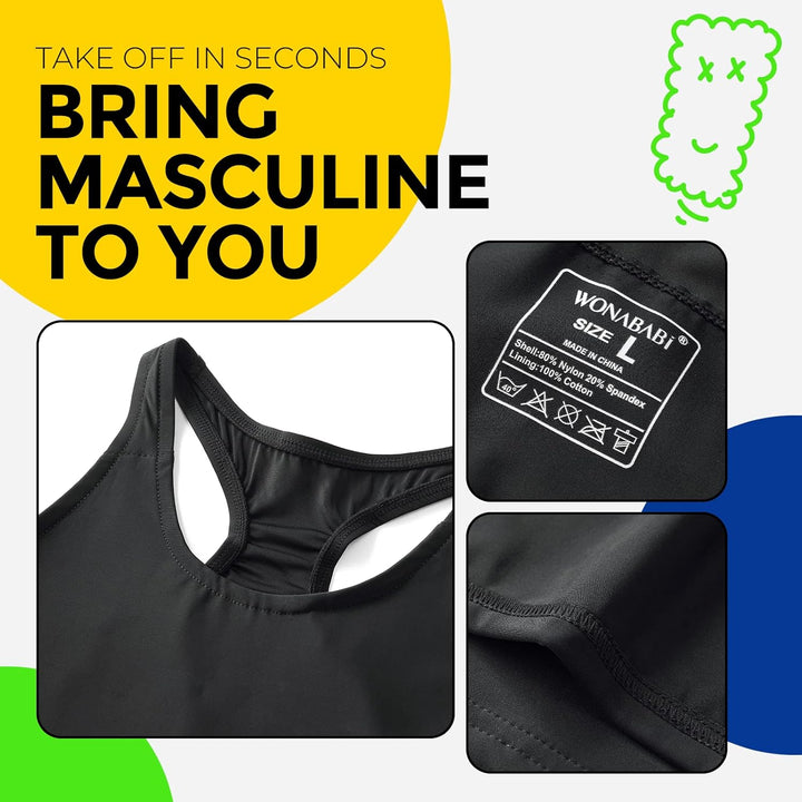 Wonababi Brustbinder, ultraflacher Transbinder mit Pull-on-FTM-Binder-BH Schwarz XS, Schwarz XS