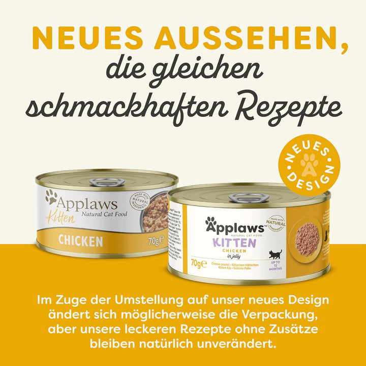 Applaws Natürliches Kätzchenfutter, Huhn Nasses Katzenfutter In Brühe Dose, 70 g (Packung mit 24 Stü