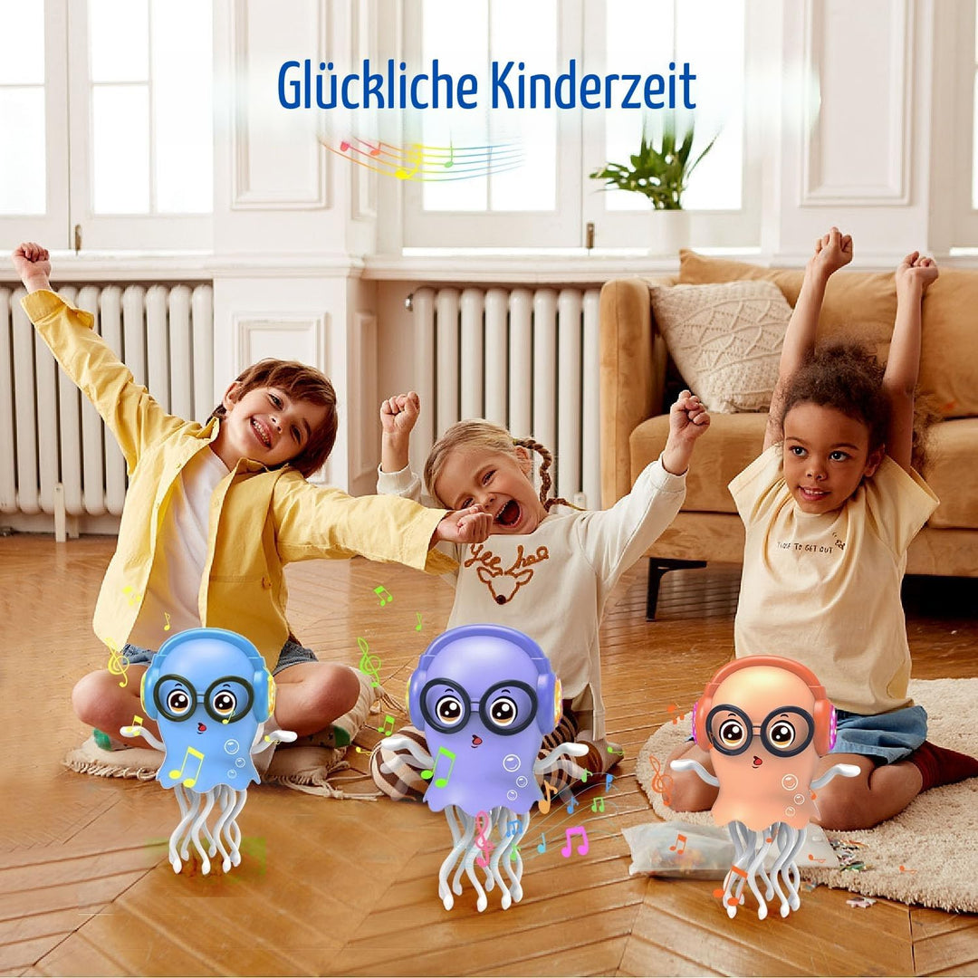 Tanzende Krabbelnde Qualle Spielzeug mit Musik &amp; Licht, Interaktives Baby Bauchzeit Spielzeug, Senso