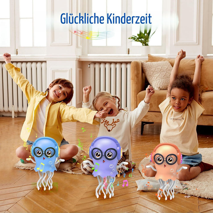 Tanzende Krabbelnde Qualle Spielzeug mit Musik &amp; Licht, Interaktives Baby Bauchzeit Spielzeug, Senso