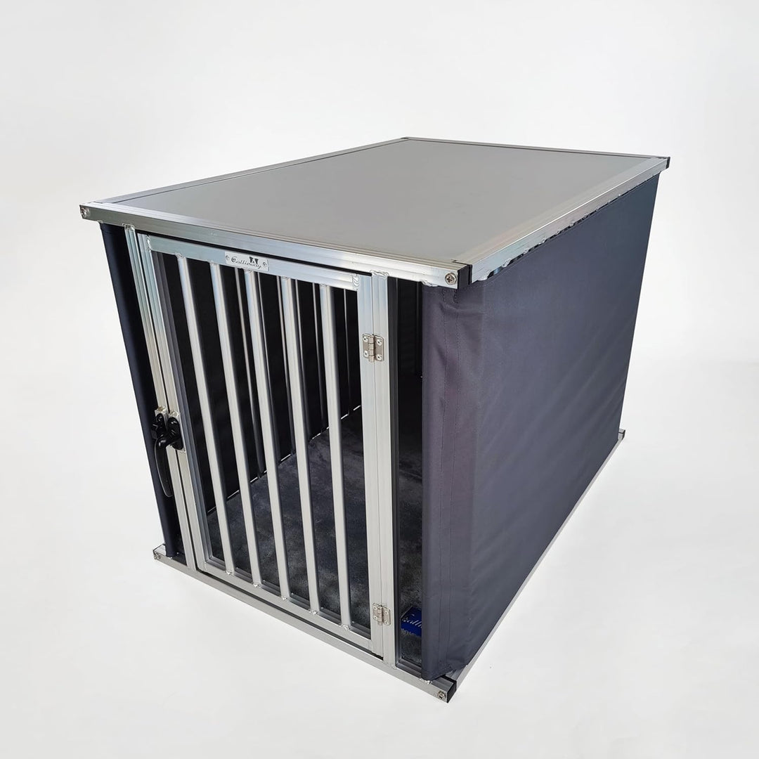 Callieway® ALU DOGBOX/Hundebox/ALU Hundkäfig für Büro und Daheim (nur vertikale Stäbe, 1-türig) (3XL