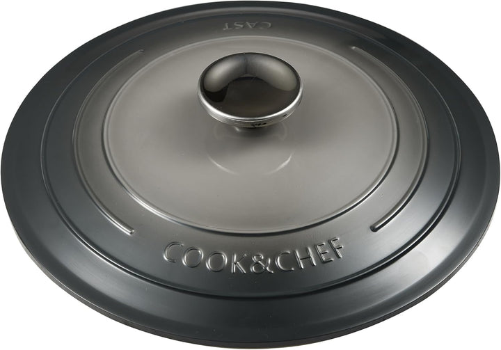 BERGNER E Xcalibur Grey – niedrige Pfanne mit 24-cm-Deckel – geschmolzenes Aluminium – cremefarbener