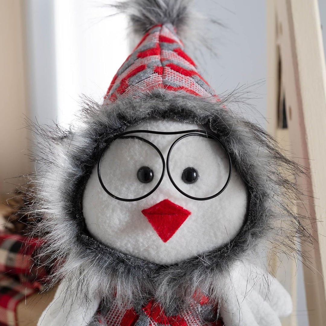 WeRChristmas Sitzender Weihnachtsvogel mit weichen Beinen, Mehrfarbig, 42 cm