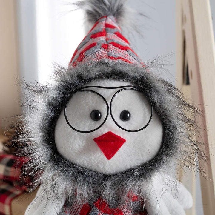 WeRChristmas Sitzender Weihnachtsvogel mit weichen Beinen, Mehrfarbig, 42 cm
