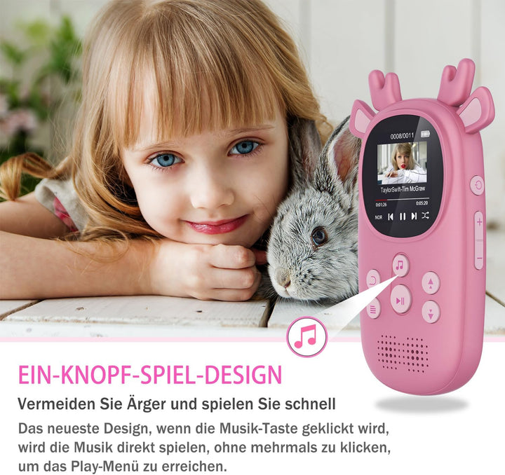 CCHKFEI 32GB Kinder MP3 Player mit Bluetooth 5.3,1,8 Zoll Bildschirm Bluetooth MP3-Player mit kopfhö