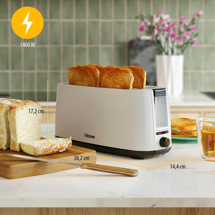 Tristar Doppel-Langschlitz-Toaster, 7 Bräunungsstufen, Auftaufunktion, Liftfunktion, Zentrierfunktio