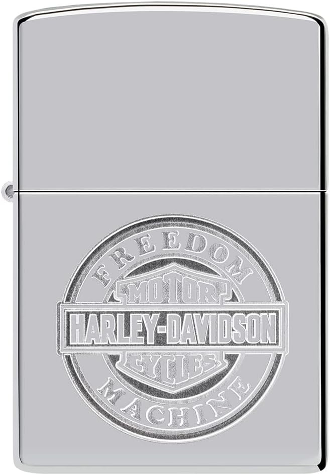 Zippo Sturmfeuerzeug - Modell Freedom Machine - High Polish Chrome Finsih - Nachfüllbar - Wiederverw
