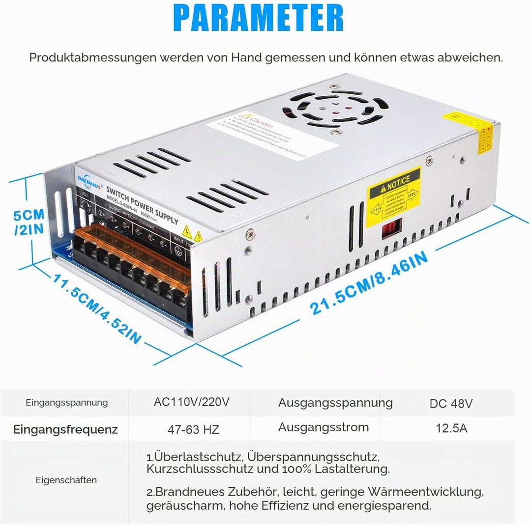 Daedalus CNC Bürstenloser Spindelmotor Kit, 600w, ER16, 48V DC, 9000RPM ER16 600 W Er16-Kit, ER16 60