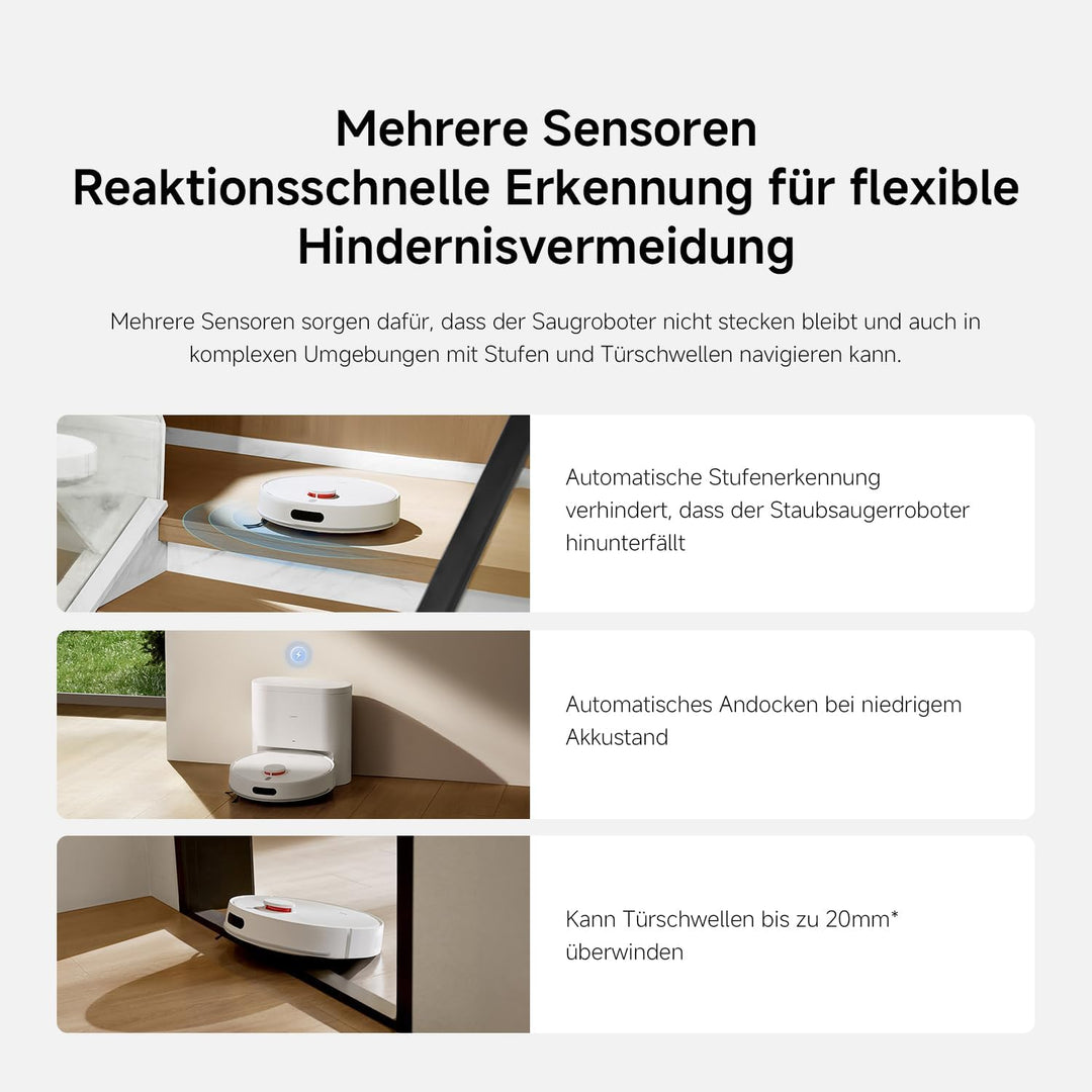XIAOMI Saugroboter Mit Wischfunktion H40,10000Pa Saugkraftsaugroboter,Mit LDS-Laser-Navigation Staub