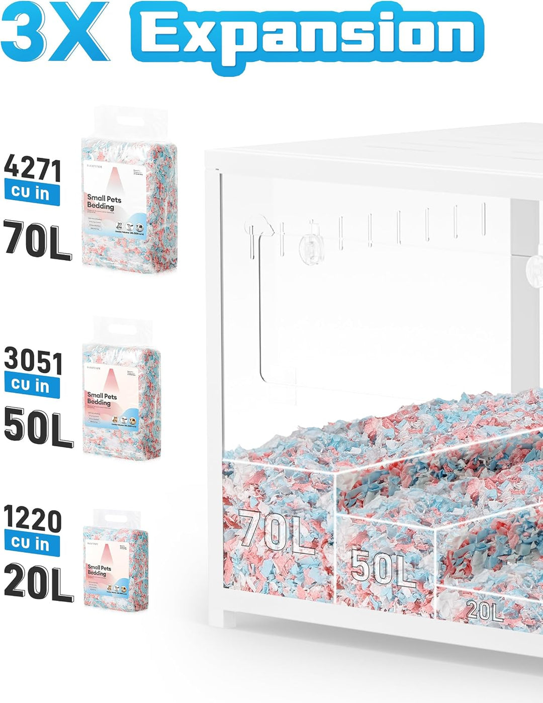 BUCATSTATE Hamster Streu 50L, Papier Einstreu für Kleintiere, Besonders Saugfähige &amp; 99,9% Staubfrei