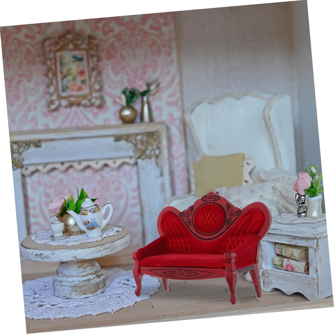 Supvox Puppenhausmöbel Miniatur gemacht Puppencouch Mini- realistisch für wohnzimmermöbel Vintage So