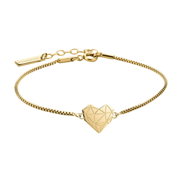 LIEBESKIND Damen Armband Herz Edelstahl Silber 20 cm Gold, Gold