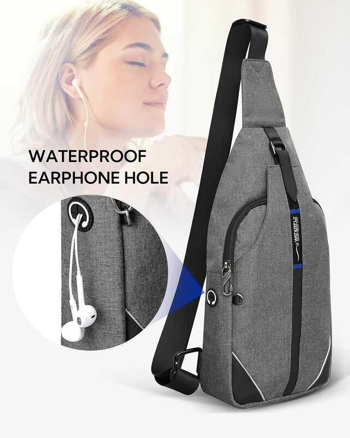WATERFLY Anti-Diebstahl Sling Bag für Damen und Herren Brusttasche Hippie Crossbody Bag Multipurpose