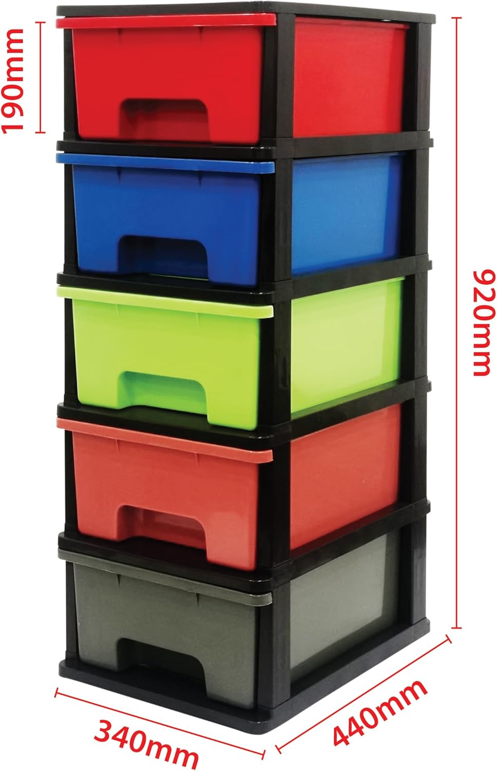 ABBAware Schubladenbox, Schubladen-Container auf Rädern, 5 grosse 17 Liter Schubladen, der Umwelt zu