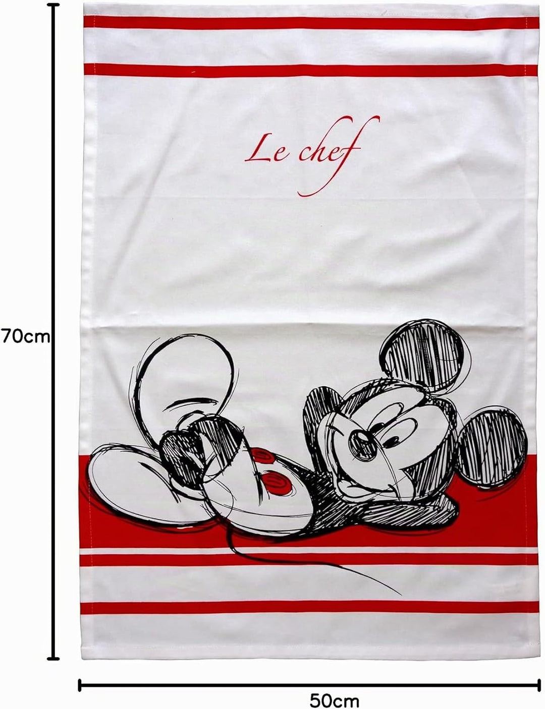 Tex idea Mickey Geschirrtuch Disney Micky Maus ca. 50 x 70 cm 100% Baumwolle, Weiss Rot Schwarz