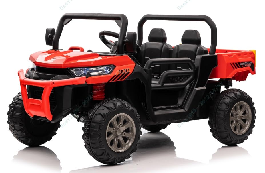 GOPLUS Kinder Elektroauto, 2-Sitzer Kinderauto mit Kippbett, Schaufel &amp; Fernbedienung &amp; Musik &amp; Sche