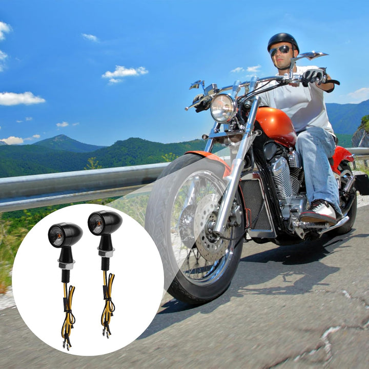EXLECO 4 x LED Motorrad Blinker DC 12V Metall Mini Blinker IP65 Wasserdicht M8 Universal LED Blinker