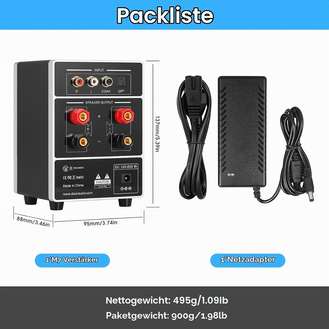 HiFi Dual MIC Digital Verstärker Bluetooth Empfänger USB Player S/PDIF Audio Power Amplifier Karaoke