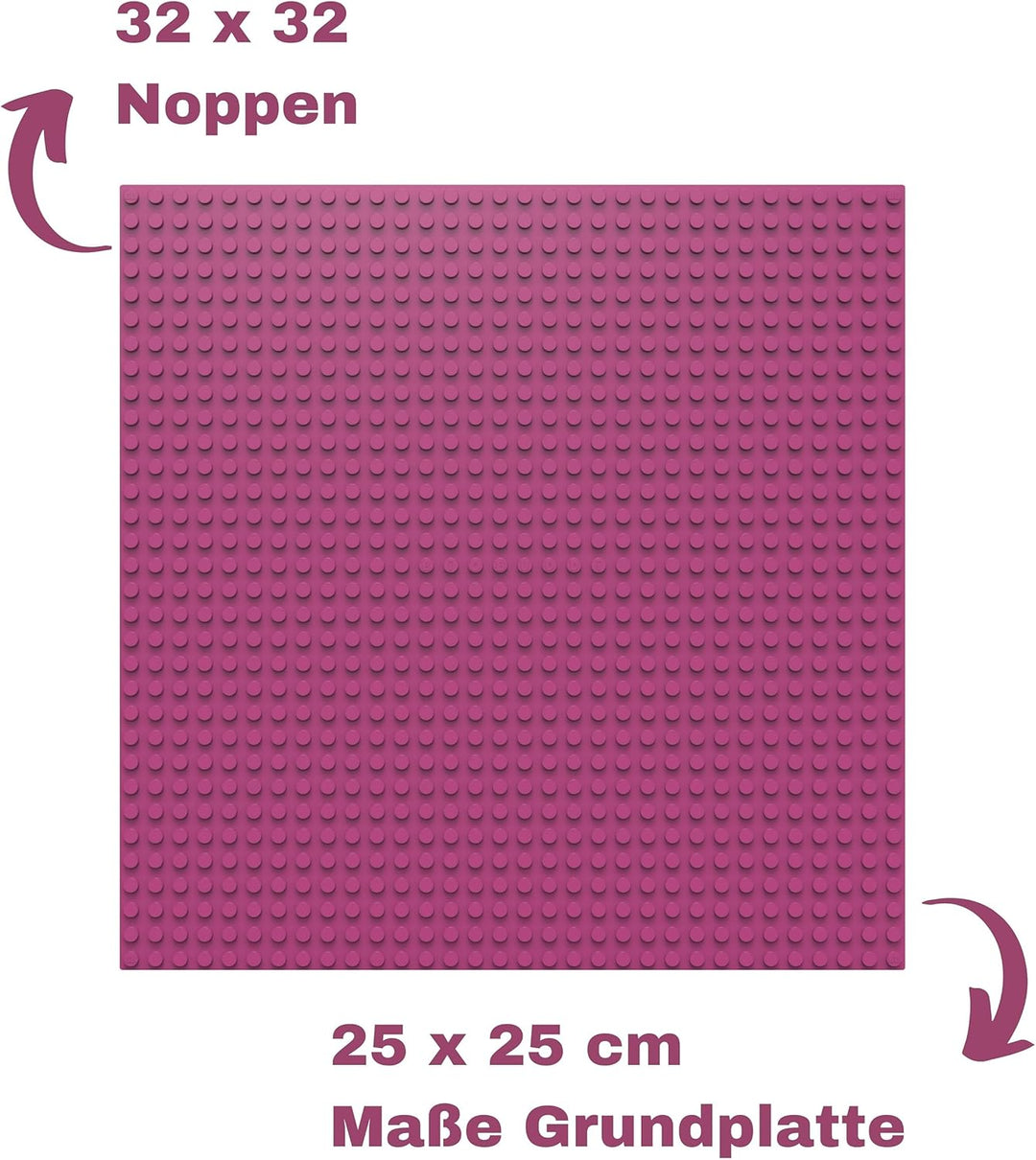 BIOBUDDI Grundplatte Bauplatte Fuchsia Magenta Rot Pink Rosa 32 x 32 Noppen (25x25cm), 100% kompatib