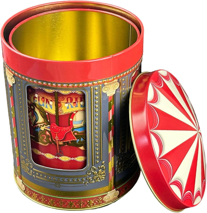 MediMuc Funfair Spieluhrdose - Dose, Gebäckdose, Aufbewahrungsdose, Keksdose, Blechdose - lebensmitt