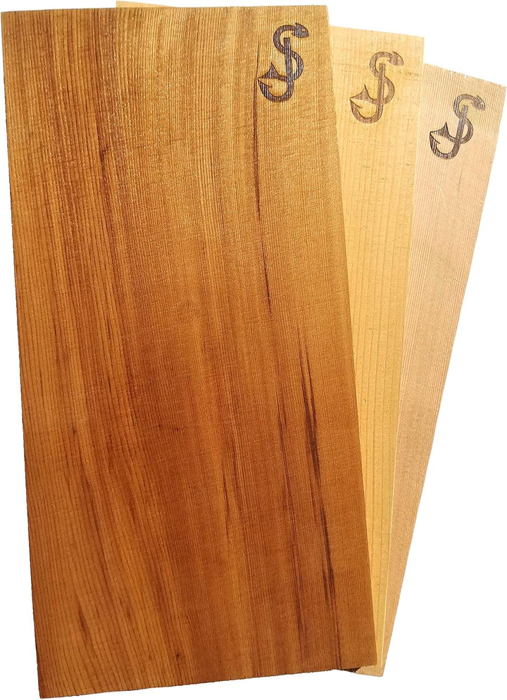 Räucherbretter im 3er Set aus reinem Zedernholz von „SJ“ – Grillbretter zum Grillen aus Red Cedar -