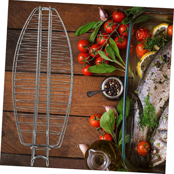 BESTonZON Gemüsegrillkorb Aus Edelstahl Für Camping Und Outdoor-Grillen Fischgrillrost Mit Faltbarem