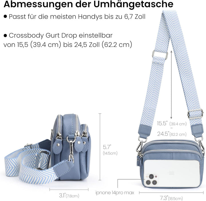 befen Crossbody Bag Damen Echtes Leder Umhängetasche Klein Damen Handytasche zum Umhängen, Moderne H