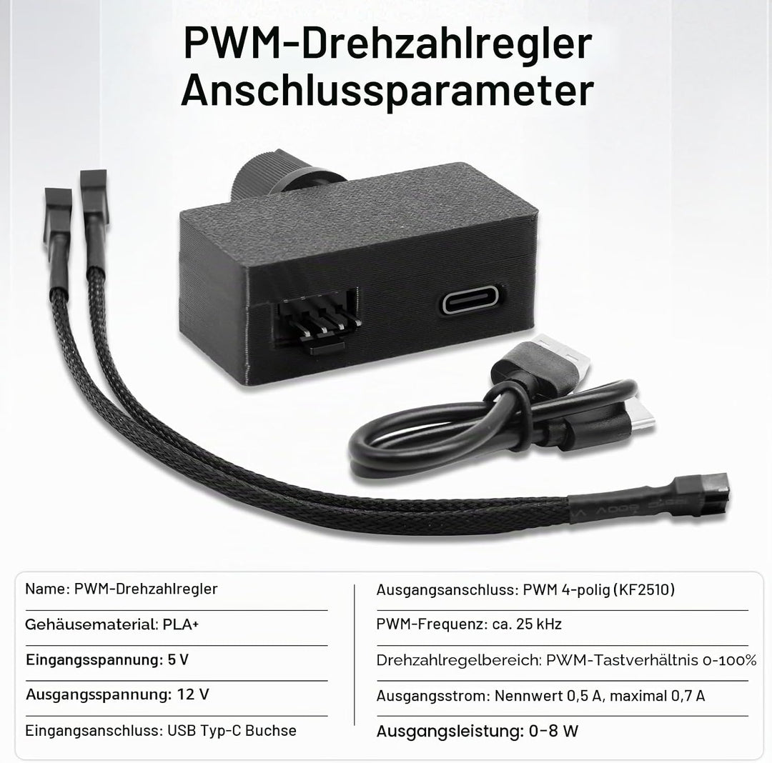 PWM Lüftersteuerung Drehzahlregler mit 4 Draht Lüfterdrehzahlregler, PWM Regler 0-100 % Drehzahlrege