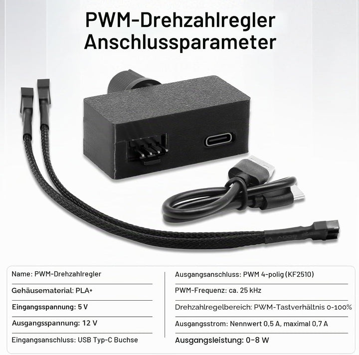 PWM Lüftersteuerung Drehzahlregler mit 4 Draht Lüfterdrehzahlregler, PWM Regler 0-100 % Drehzahlrege