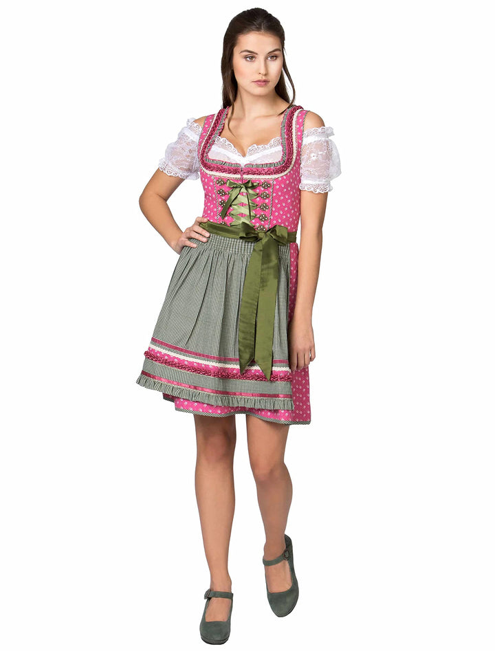 Stockerpoint Damen Dirndl Martina Kleid für besondere Anlässe 32 Pink-grün, 32 Pink-grün