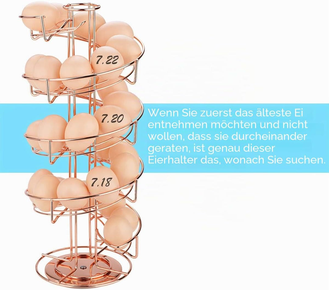 Toplife Eierspender, Eierspirale Edelstahl spiralförmiges Design, Eierständer Aufbewahrung für ca. 3